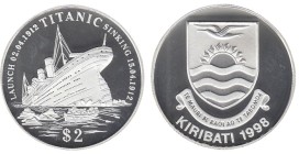 2 Dollars AR
Kiribati, Titanic, 1998, Silver 500/1000
32 mm, 10 g
KM# 21