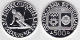 500 Dinara AR
Yugoslavia, Winter Olympics Sarajevo 1984, Silver 925/1000
38 mm, 23 g
KM # 110