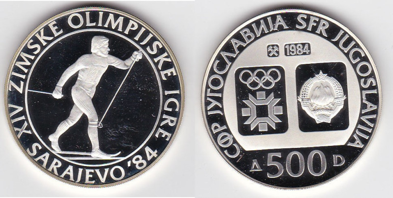 500 Dinara AR
Yugoslavia, Winter Olympics Sarajevo 1984, Silver 925/1000
38 mm...