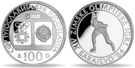 100 Dinara AR
Yugoslavia, Winter Olympics Sarajevo 1984, Silver 925/1000
30 mm, 13 g
KM # 105