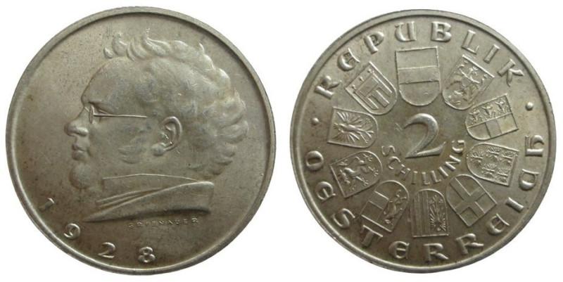 2 Schilling AR
Austria, 1928, Silver 640/1000
30 mm, 12 g