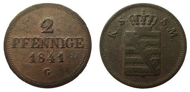 2 Pfennig
Saxonia, 1841 G