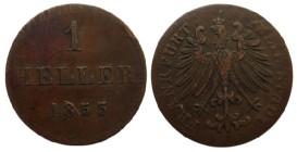 1 Heller
Frankfurt, 1855
16 mm, 1,5 g
J 29