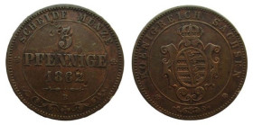 5 Pfennig
Kingdom of Saxonia, 1862
25 mm, 7,04 g
KM# 1218