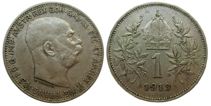 1 Krone AR Austria, Franz Joseph (1848-1916), 1913
4,98 g