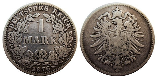 1 Mark AR
Germany, G, 1876 Silver 900/1000
5,55 g
KM #7; J. 9