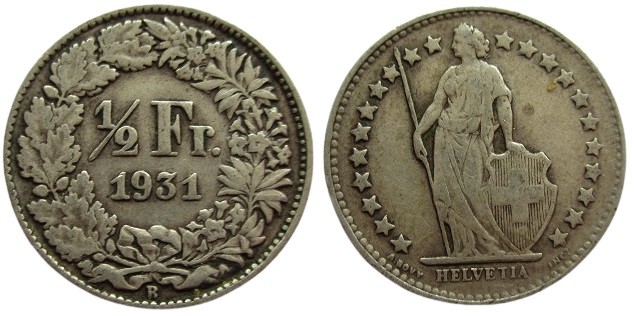 ½ Franken
Switzerland, 1931, Silver 835/1000