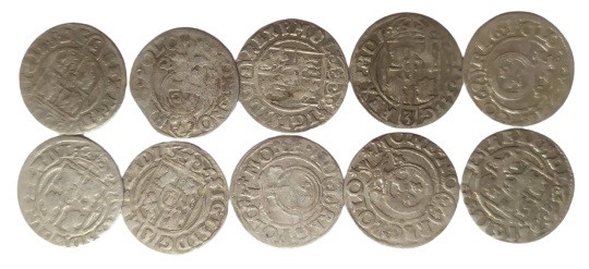 Lot of 10 Silver Coins, Kingdom of Poland, Sigismund III (1587-1632)