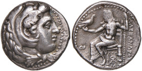 MACEDONIA Alessandro III (336-323 a.C.) Tetradramma (Anfipoli) Testa avvolta in pelle di leone a d. - R/ Zeus seduto a s. - Price 3780 AG (g 17,17)
q...