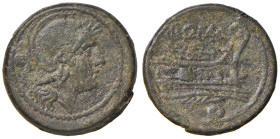 Monetazione anonima - Oncia - Testa di Roma a d. - R/ Prua a d., sotto, L - Cr. 42/4 AE (g 7,61)
MB