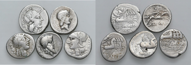 Lotto di cinque denari repubblicani, resto di collezione
MB-MB+