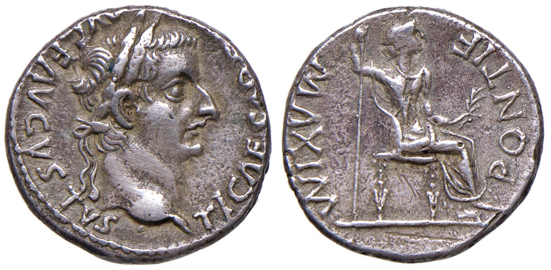 Tiberio (14-37) Denario - Testa laureata a d. - R/ Livia seduta in trono a d. - ...