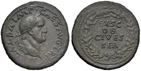Galba (68-69) Sesterzio - Busto laureato a d. - R/ Scritta in corona di quercia - RIC 270 AE (g 26,99) RR Bellissimo esemplare con alti rilievi
qSPL