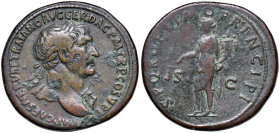 Traiano (98-117) Sesterzio - Busto laureato a d. - Equità stante a s. - RIC 497 AE (g 26,68) Depositi
qBB