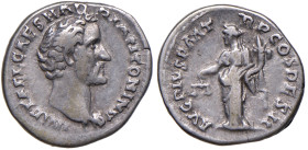 Antonino Pio (138-161) Denario - Busto a d. - R/ L’Equità stante a s. - RIC 10 AG (g 3,47)
qBB