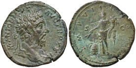 Marco Aurelio (161-180) Sesterzio - Testa laureata a d. - R/ IMP VII COS III, l’Annona stante a s. - RIC 1128 AE (g 22,28) Frattura del tondello
BB+...