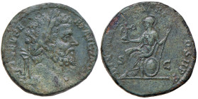 Settimio Severo (193-211) Sesterzio - Testa laureata a d. - R/ Roma seduta a s. - RIC 700 AE (g 19,79)
BB