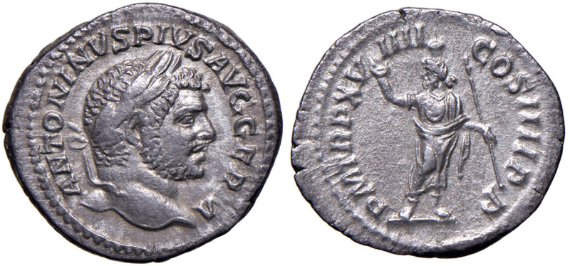 Caracalla (198-217) Denario - Testa laureata a d. - R/ Serapis stante a s. - RIC...