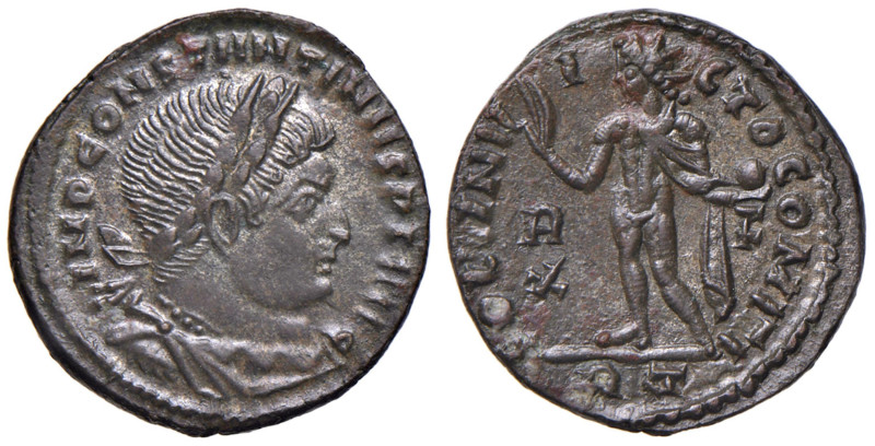 Costantino I (307-337) Centennionale - Busto laureato a d. - R/ il Sole stante a...