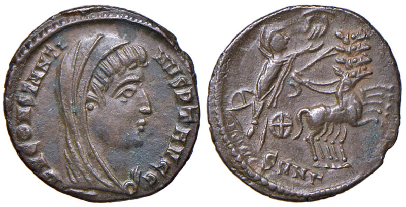 Costantino I (306-337) Follis ridotto - Testa velata a d. -R/ l'Imperatore su qu...