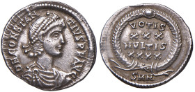 Costanzo II (337-361) Siliqua (Nicomedia) Busto diademato e perlato a d. - R/ VOTIS XXX MVLTIS XXXX entro corona - RIC 80 AG (g 1,94)
BB+