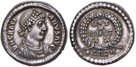 Graziano (367-383) Siliqua (Antiochia) Busto diademato a d. - R/ VOT X MVLT X X entro corona - RIC 34f AG (g 2,00)
BB+