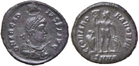 Arcadio (383-408) Maiorina (Nicomedia) Busto diademato a d. con lancia e scudo - R/l'Imperatore stante di fronte - RIC 3 AE (g 4,92) Piccoli ritocchi ...