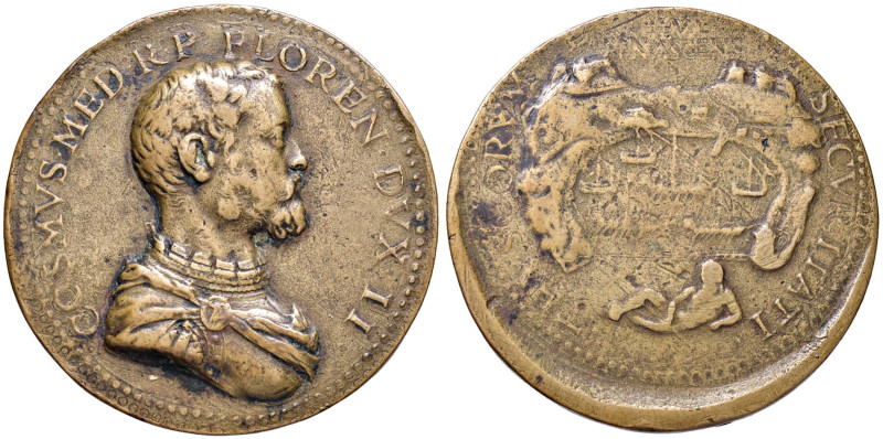 FIRENZE Cosimo I (1519-1574) Medaglia Fortificazione di Portoferraio - AE (g 32,...