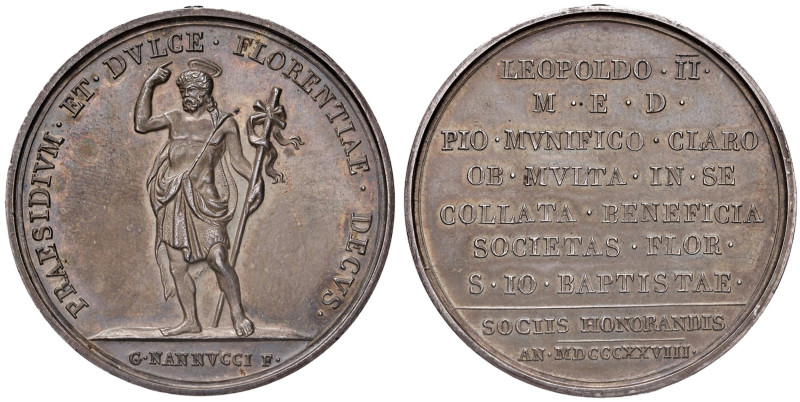 FIRENZE Leopoldo II (1824-1859) Medaglia 1828 Società di San Giovanni - Opus: Na...