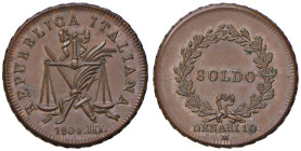 MILANO Repubblica italiana (1802-1805) Progetto del soldo 1804 A. III - Crippa 19 CU (g 10,15) R
qFDC