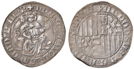 NAPOLI Alfonso I d’Aragona (1442-1458) Carlino con sigla S - MIR 54/6; Vall-Llosera 36a AG (g 3,66) Leggermente poroso ma bell’esemplare
SPL
