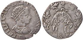NAPOLI Filippo III (1598-1621) Mezzo carlino - Magliocca 33; MIR 215/2; P.R. 29B AG (g 0,95) RR Le sigle sotto la testa sono invertite. Graffietti
qB...