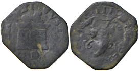 NAPOLI Filippo III (1598-1621) Tornese 1621 - Magliocca 80; MIR 236/1; P.R. 62 CU (g 3,18) RRR Colpo pesante sul R/, graffi
MB