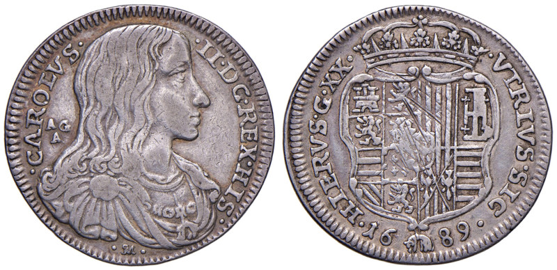 NAPOLI Carlo II (1675-1700) Tarì 1689 - Nomisma 50 AG (g 5,04) R
BB