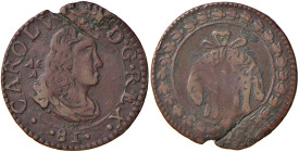 NAPOLI Carlo II (1665-1680) Tornese 1681 - Magliocca 64; MIR 308/6; P.R. 68 CU (g 4,25) RR Frattura del tondello
qBB