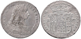 NAPOLI Carlo di Borbone (1734-1759) Piastra 1754 4 su 3 - Magliocca 144 AG (g 25,36) R Diffusi graffi di conio al D/
BB
