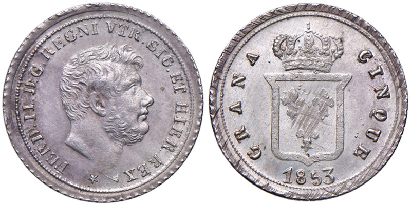 NAPOLI Ferdinando II (1830-1859) Mezzo carlino 1853 - Nomisma 1090 AG (g 1,16) G...