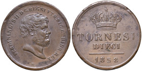 NAPOLI Ferdinando II (1830-1859) 10 Tornesi 1858 - Nomisma 1141 CU (g 30,38) R Colpetti al bordo
BB+