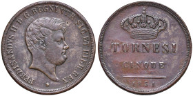 NAPOLI Ferdinando II (1830-1859) 5 Tornesi 1851 - Nomisma 1169 CU (g 16,71)
BB