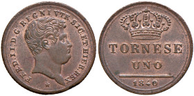 NAPOLI Ferdinando II (1830-1859) Tornese 1840 - Nomisma 1239 CU (g 3,19) Bell’esemplare in rame rosso
qFDC