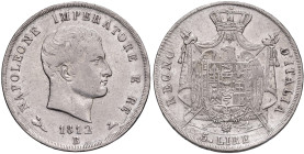 Napoleone (1805-1814) Bologna - 5 Lire 1812 puntali aguzzi, bordo incuso - Gig. 111 AG (g 24,78) R
qBB/BB