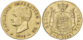 Napoleone (1804-1814) Milano - 40 Lire 1808 senza segno di zecca - Gig. 72a AU (g 12,81) R Minimo colpetto al bordo
qBB