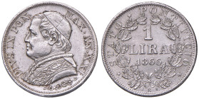 Pio IX (1846-1870) Lira 1866 A. XXI - Nomisma 873 AG (g 5,01)
qFDC