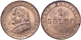 Pio IX (1846-1878) Soldo 1866 A. XXI Busto grande - Nomisma 903 CU (g 4,99) Conservazione eccezionale in rame rosso
FDC