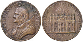 Paolo V (1605-1621) Medaglia 1613 A. VIIII - AE (g 14,25 - Ø 35 mm) Fusione, forata
qBB