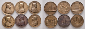 Pio XI (1922-1939) Medaglia A. VI, XIII, XIV, XV, XVI, XVII - Lotto di sei medaglie annuali, la prima con graffi al bordo, le altre lucidate ma ancora...