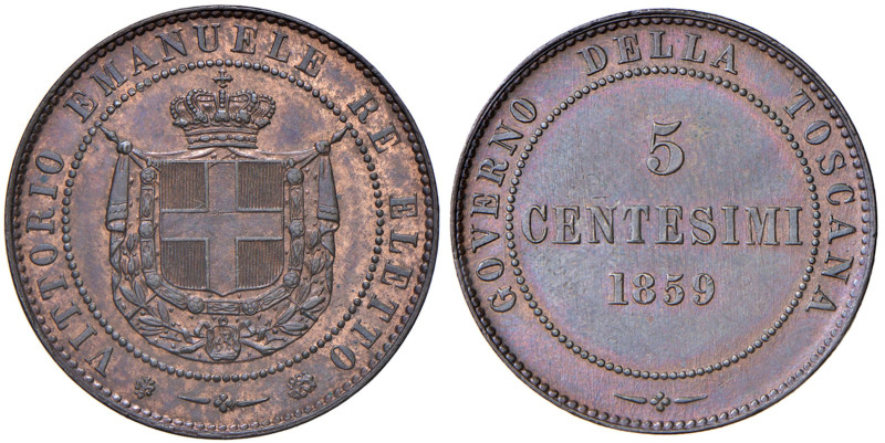 Vittorio Emanuele II re eletto (1859-1861) 5 Centesimi 1859 - Nomisma 837 CU
qF...