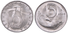 REPUBBLICA ITALIANA (1946-) 5 Lire 1969 - IT 1 della data capovolto
FDC
