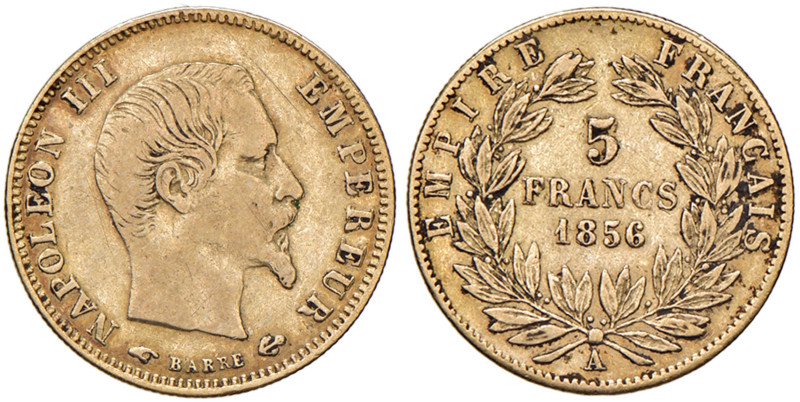 FRANCIA Napoleone III (1852-1878) 5 Franchi 1856 Oro (g 1,61)
MB