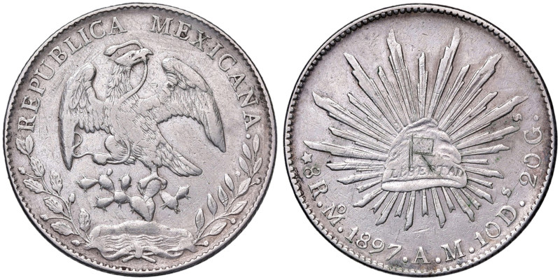 MESSICO 8 Reales 1897 Mo AM - KM 377.10 AG (g 27,00) Graffi
BB